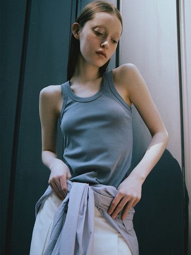 Ribbed U-neck Sleeveless Top _Grey - THE RYE - Modalova