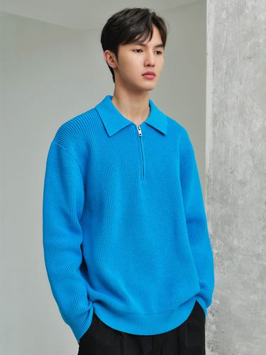 Bruno 1/2 Zip Knit Top - Blue - INDUST - Modalova