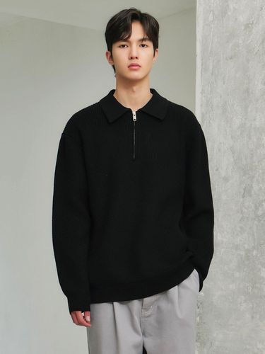 Bruno 1/2 Zip Knit Top - Black - INDUST - Modalova