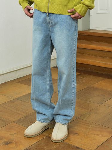 Stripe Damage Cut Washed Denim Pants _ - INDUST - Modalova