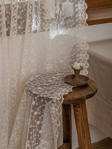 Floret Embroidery Floor-Length Curtain - DECOVIEW - Modalova