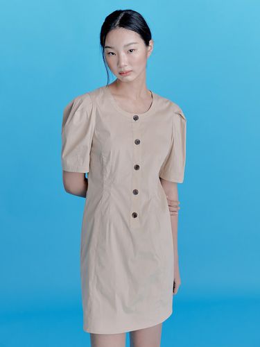 Volume Sleeve Mini Dress - Beige - kuho plus - Modalova