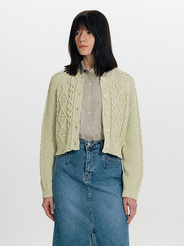 Cable Cropped Cardigan _Green - THE RYE - Modalova