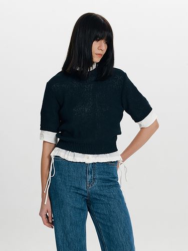 Half Sleeve Knit Top _Navy - THE RYE - Modalova