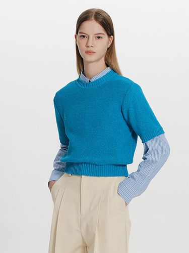 Half Sleeve Knit Top _Blue - THE RYE - Modalova