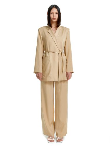 Satin Wide Slacks _Beige - Theballon - Modalova