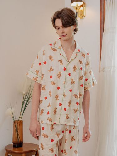 Heart Bear Short-sleeved Pajama for Men - LUNALUZ STUDIO - Modalova