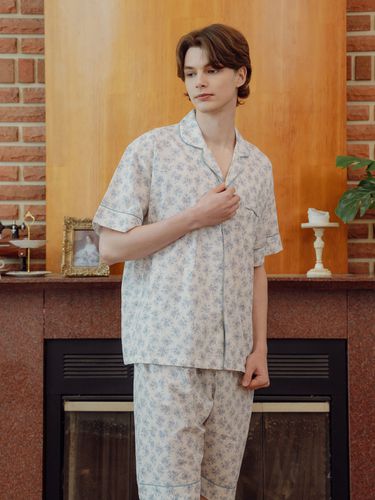 Ros Flower Cotton Short Sleeved Pajama for Men - LUNALUZ STUDIO - Modalova