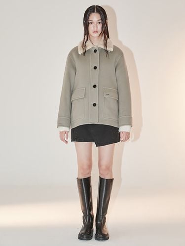 Detachable Collar Short Coat_Khaki - kuho plus - Modalova