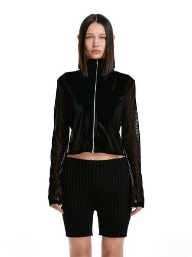 Mesh Turtle Neck Zip-up Cardigan _Black - Theballon - Modalova