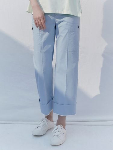 Semi Wide Turn-up Pants _Blue - kuho plus - Modalova