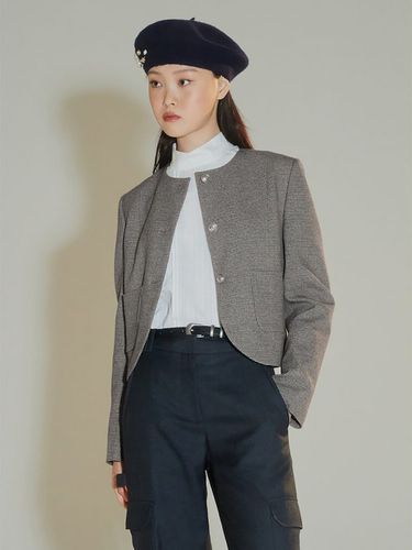 Round Neck Crop Jacket _Brown - kuho plus - Modalova