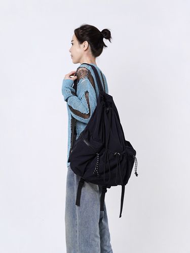 Drawstring Nylon Backpack_ Black - Prends soin de toi - Modalova