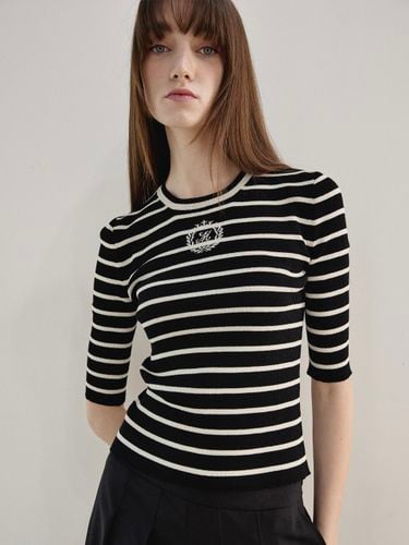 Logo Point Stripe Knit Top - Black - Mare di mari - Modalova