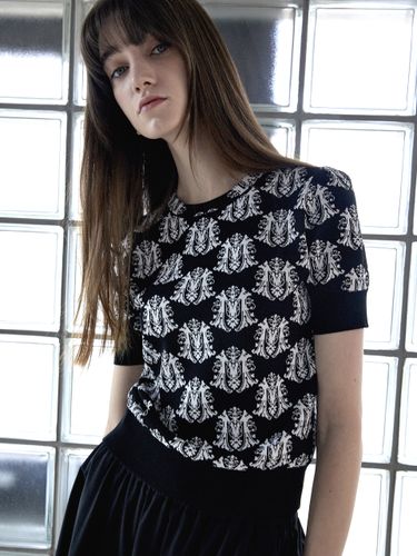 MARI Jacquard Logo Knit Top - Black - Mare di mari - Modalova