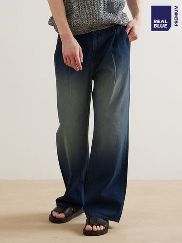 Mare Wide Washed Pintuck Denim Pants () - CINEDE - Modalova