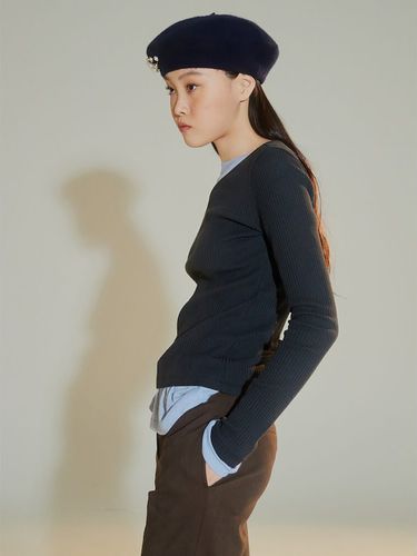 Feminine Ribbed Top - Ash - kuho plus - Modalova