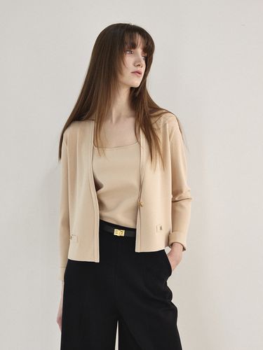 Gold Button Pocket Cardigan - Beige - Mare di mari - Modalova