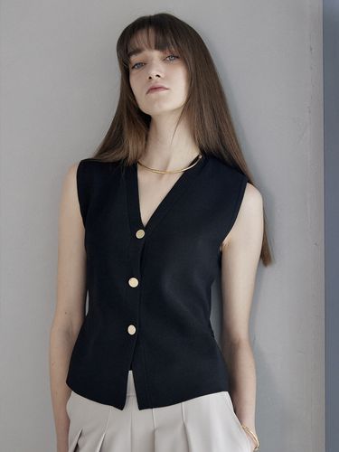 Button Up Knit Vest - Black - Mare di mari - Modalova