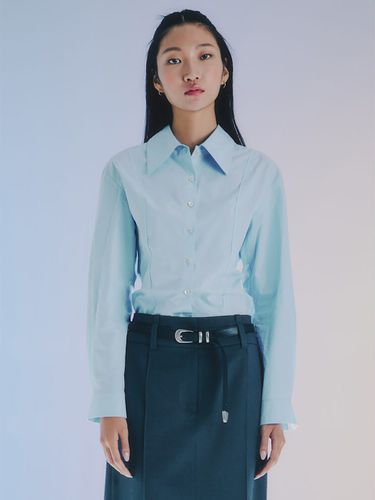 Wide Collar Shirt - Sky Blue - kuho plus - Modalova