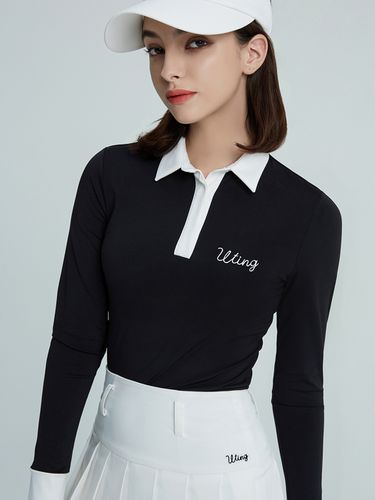 Contrast Collar Polo Shirt - Black - UTINGGOLF - Modalova