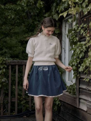 Glossy Shirring Mini Skirt_Navy - CELITAILS - Modalova