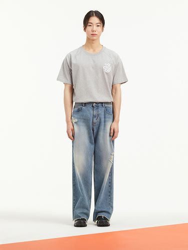 PLADS] Distress Wide Denim Pants [] - T.I FOR MEN - Modalova