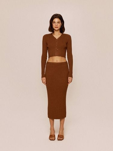 Midi Knit Pencil Skirt - Brown - DEARISH - Modalova