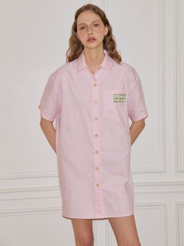 Solid Wrap Shirt Dress_Pink - SALON DE YOHN - Modalova