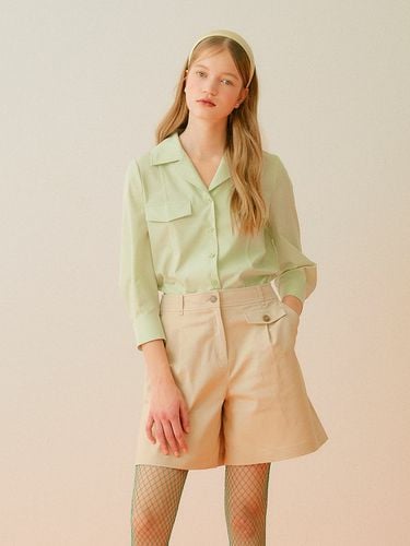 Open Collar Flap Shirt Blouse - DearK - Modalova