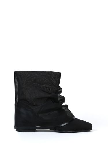 Mesh Wrinkled Boots - Black - THREE TO EIGHTY - Modalova