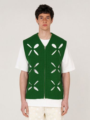 Clover Zip-up Knit Vest Green - UNALLOYED - Modalova