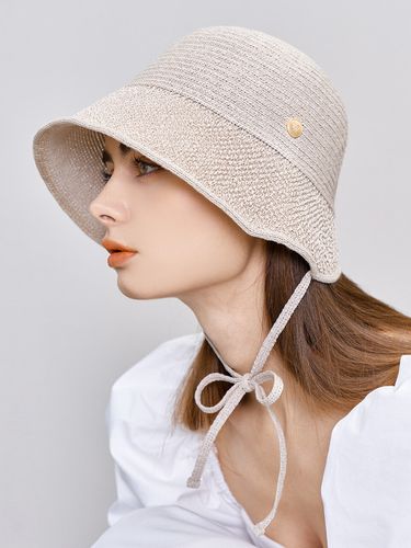 Paper Textured String Bonnet Hat Audrey - 8 Colors - WHITE SANDS - Modalova