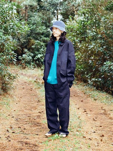 Linen Span Set-Up Banding Pants_Dark Navy - filobisknot - Modalova