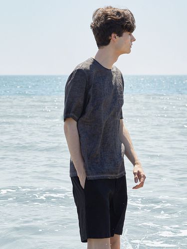 Lunnar Dyeing Linen Cotton Mix T-Shirt_Charcoal - filobisknot - Modalova