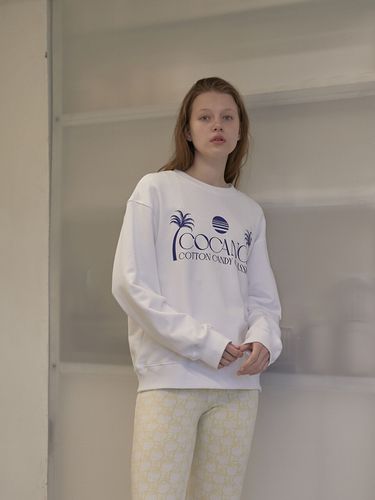 Palm Tree Logo Sweatshirt (White) - Cocancl - Modalova