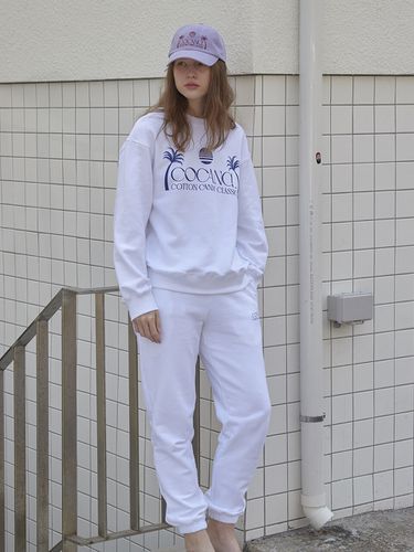 Palm Tree Logo Sweat Pants (White) - Cocancl - Modalova