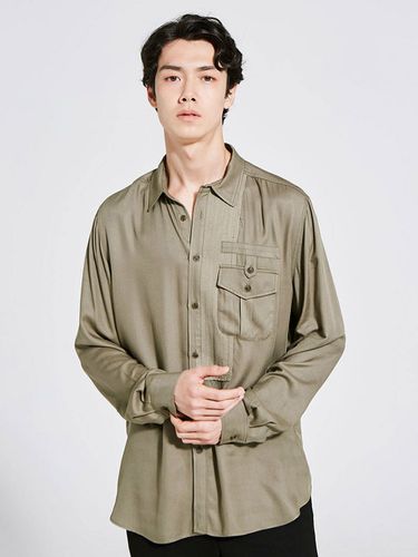 Pintuck Detail Shirt Khaki - Moth - Modalova