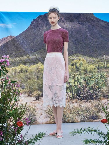 Pencil Line Lace Skirt - Light Pink - WOVEMENT - Modalova