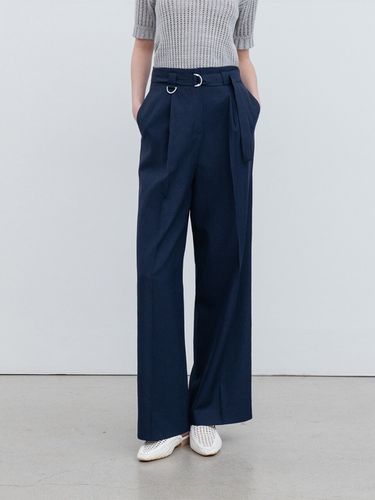 Linen Wide Leg Belted Trouser _ - RE RHEE - Modalova