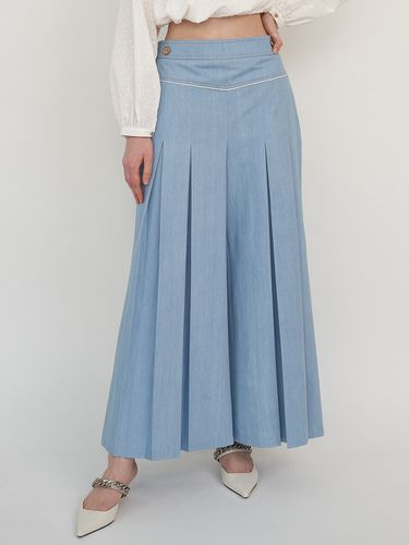 Denim Wide Pleats Pants_Sky Blue - Sweet One Eighty - Modalova