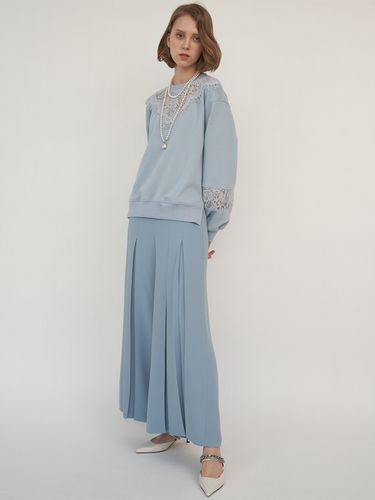 Satin Wide Pleats Pants_Sky Blue - Sweet One Eighty - Modalova