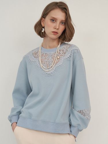 Flower Lace Sweatshirt_Sky Blue - Sweet One Eighty - Modalova