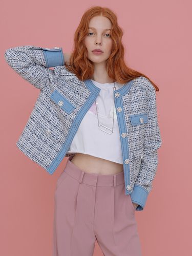 Snow White Tweed Jacket_Sky Blue - Sweet One Eighty - Modalova