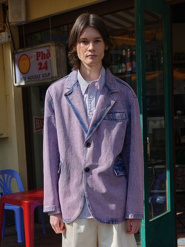 Washed Denim Blazer _ Pink - YOUNGOH - Modalova