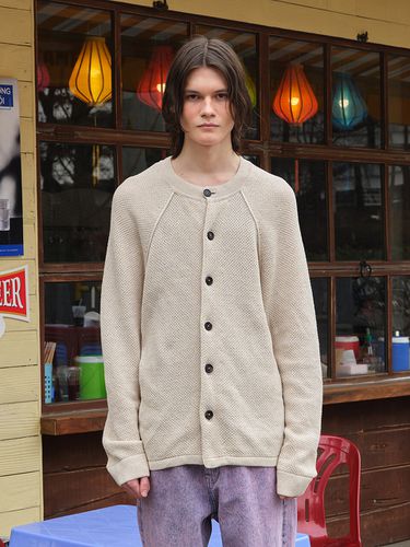 Round Neck Raglan Cardigan _ Beige - YOUNGOH - Modalova