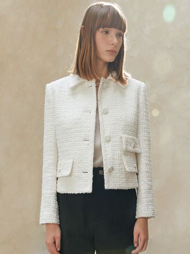 ERIN Mono Tweed Jacket _ White - MANNON - Modalova