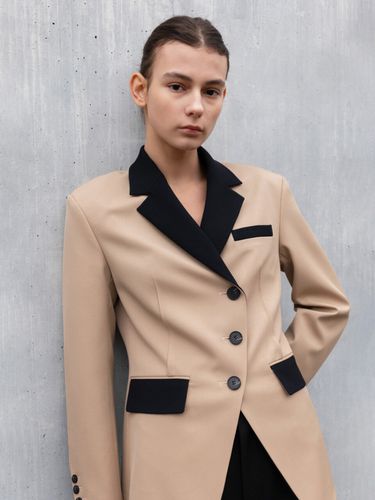 Contrast Collar Single Jacket () - AVA MOLLI - Modalova