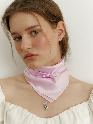 Plain Silk Scarf - Strawberry Kiss - LOVE ME MONSTER - Modalova