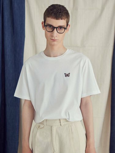 Embroidery Detail Silket T-shirt - Moth - Modalova